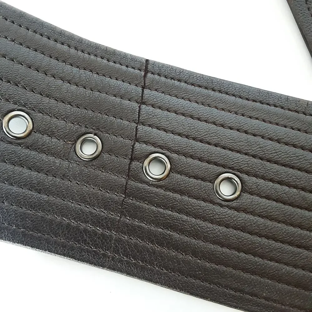 💎Armani Exchange Womens Dark Brown Wide Ribbed Leather Belt Size XS Soft